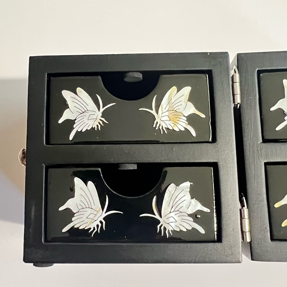 NEW Mother-of-Pearl Jewelry Box with 4 Drawers- KOREAN Traditional Lacquer Craft - Picture 6 of 16
